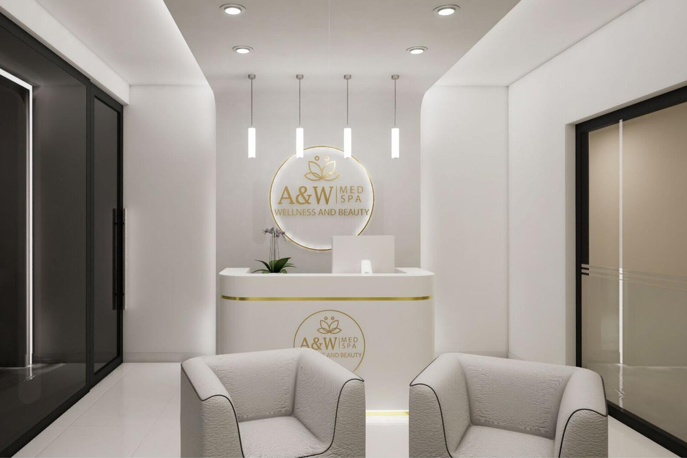 A&W Med Spa reception concept rendering
