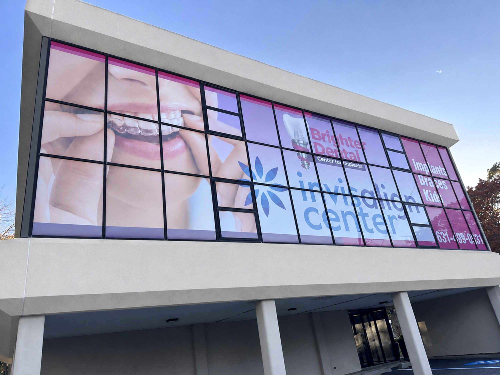Completed Brighter Dental building graphics