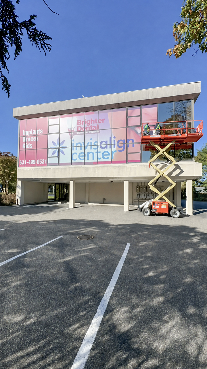 Installation of Brighter Dental building graphics