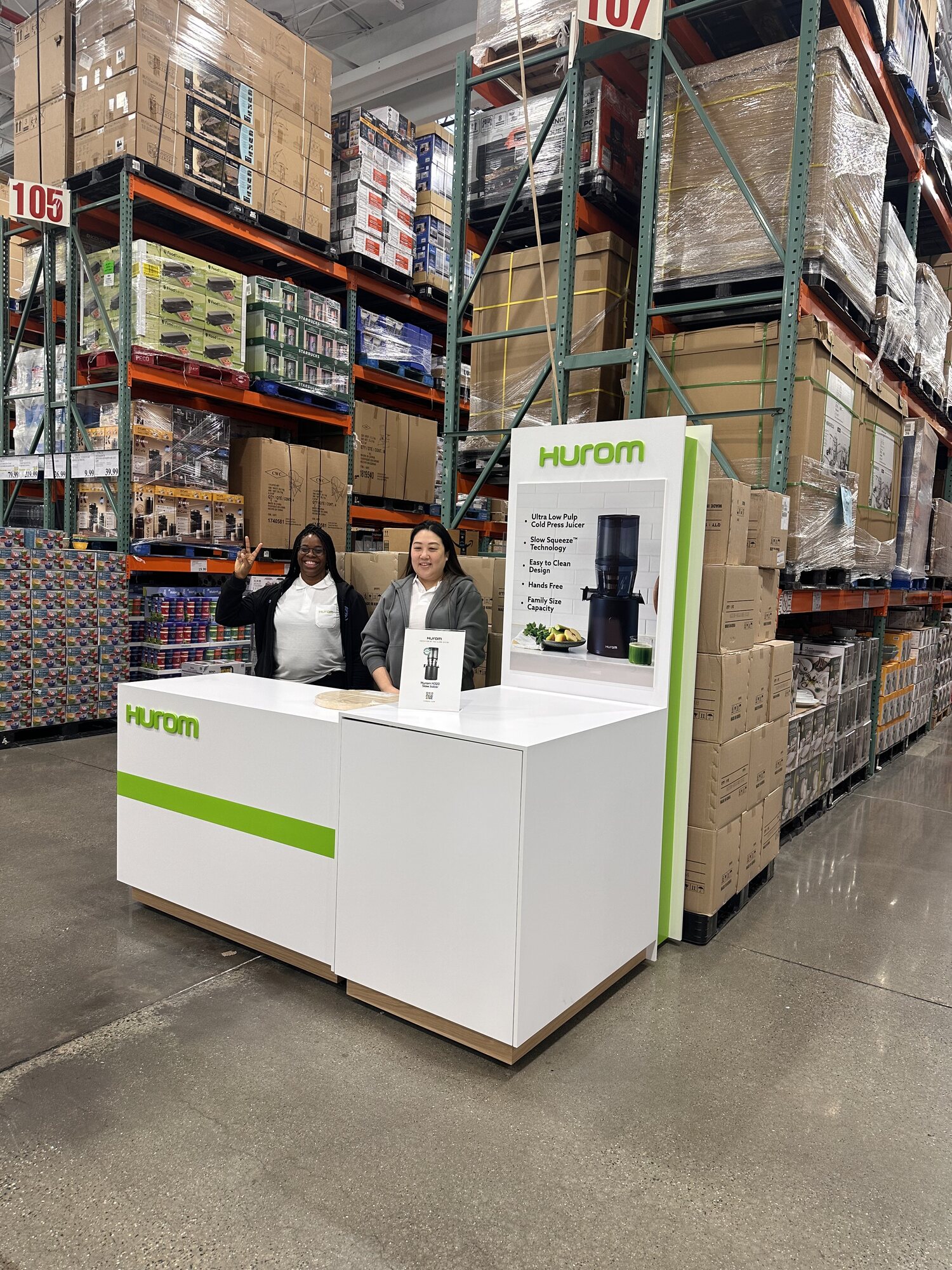 Hurom booth in a Costco location